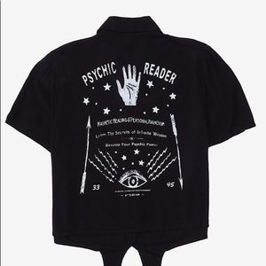 Psychic Reader Tie-Front Woven Button-Up Plus Size